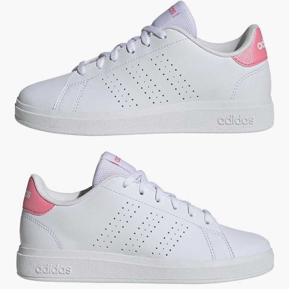 Adidas White Sneakers with Pink Highlights